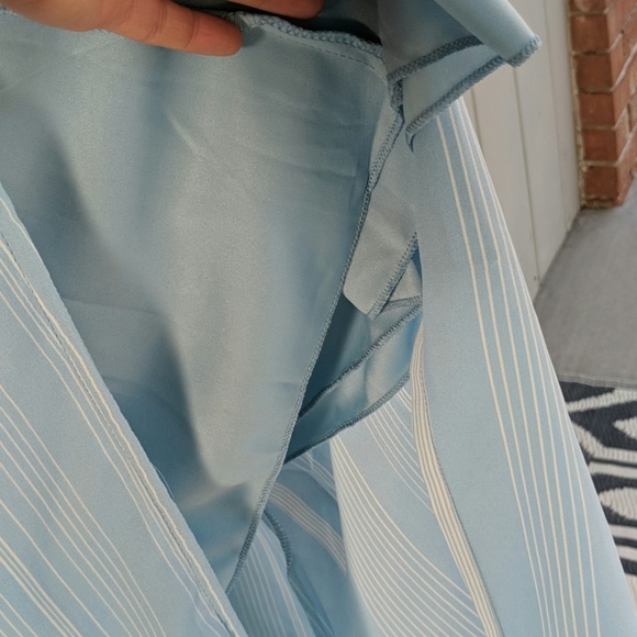 NWT MIDI BABY BLUE WHITE STRIPES, SIDE TIE, POCKET - Picture 7 of 8